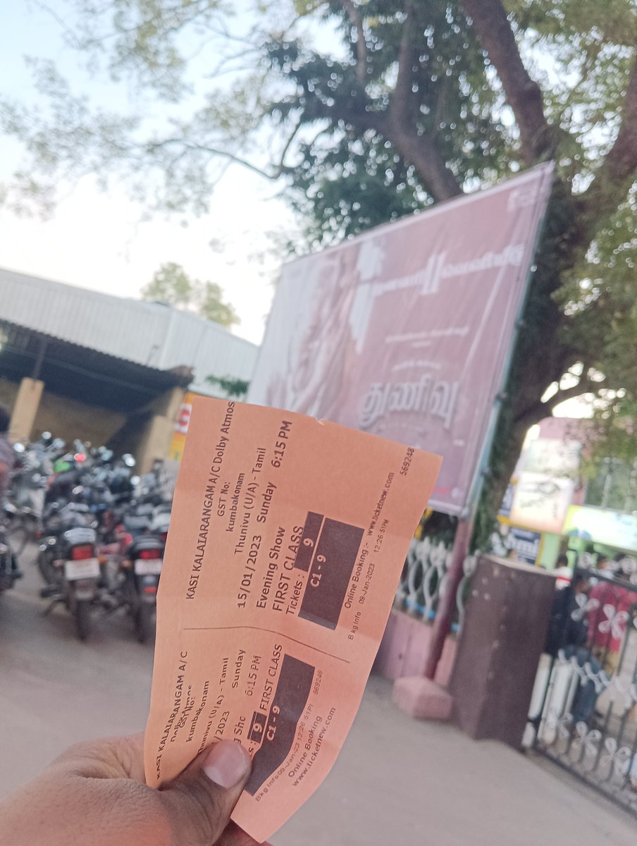 Watched #Thunivu 😎evng show at @KasiTheatreKum 🔥AK swag🤩😎🔥
#kumbakonam
#Thalathalapathy 
#Varisu 
#Suriya42