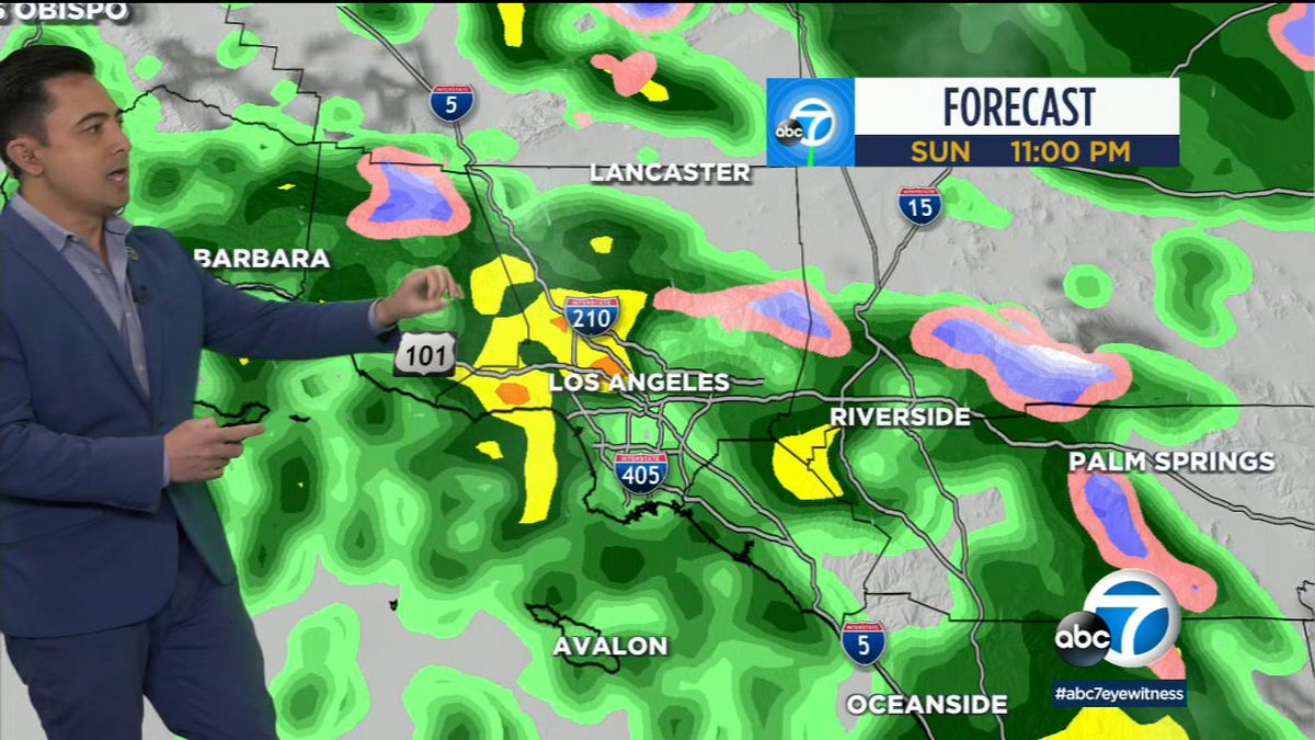ABC7's tweet photo. Another powerful storm system is sweeping into Southern California today, bringing more rain and snow. Here's the latest forecast: https://t.co/ZWe9wDft6S https://t.co/cuyTtofhdJ