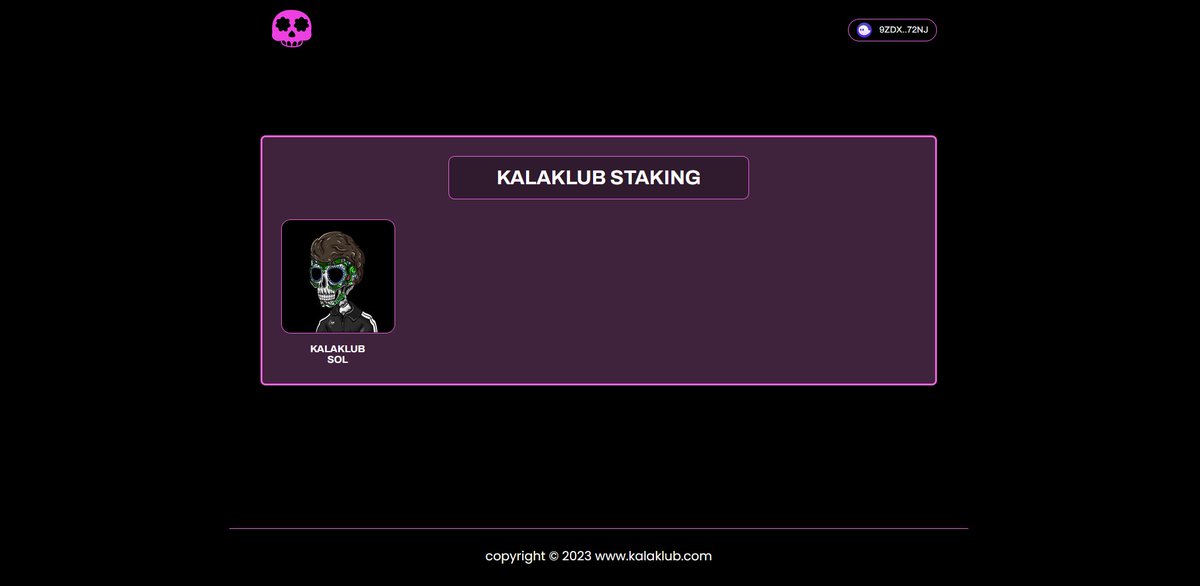 KalaKlub_'s tweet photo. A preview of our staking. Just a few hours to the end of testing!🚀🔥💀 
#StakingRewards #Solana #SolanaNFTs #kalaklub #stakingisready https://t.co/xueop4V83O