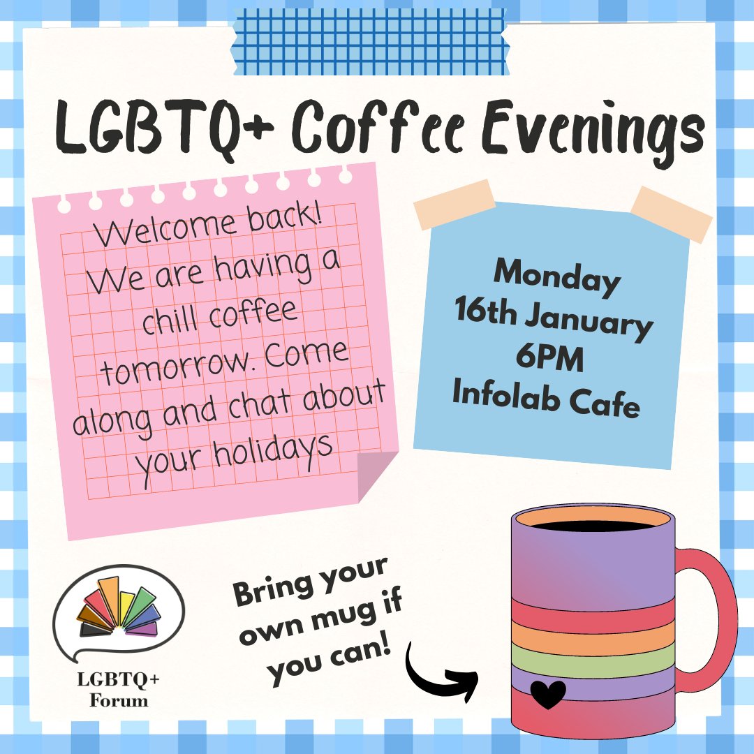 We're back, with our first Monday Coffee event of the term! Hope to see you there :)