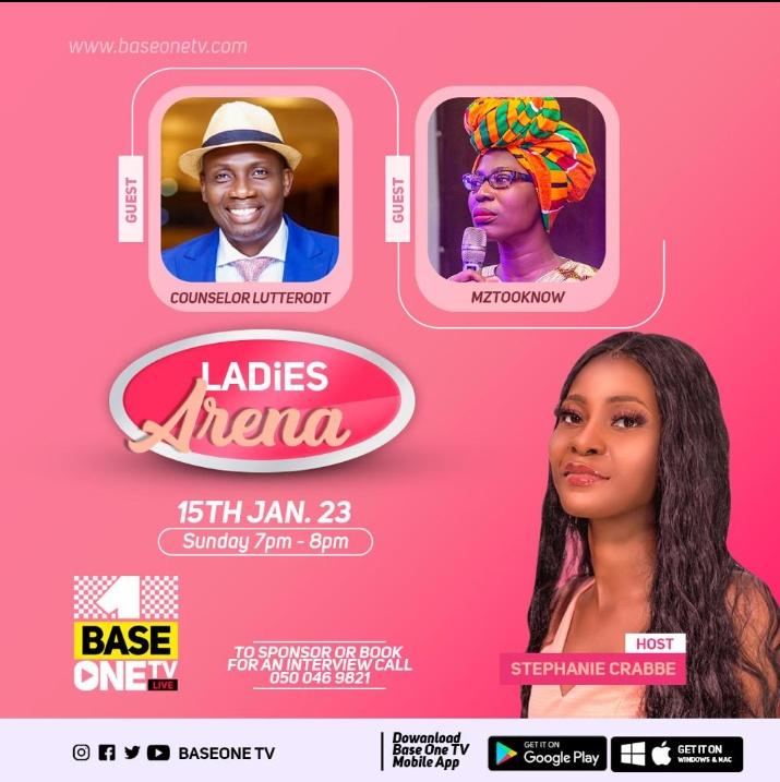 co_ofii's tweet photo. Catch @counselorlutterodt and @MzTooKnow546 on Base one tv tonight. The host of #ladiesarena @stephcrabbe4 has intelligent questions for them ,so don't miss it . https://t.co/0gsk7e108q