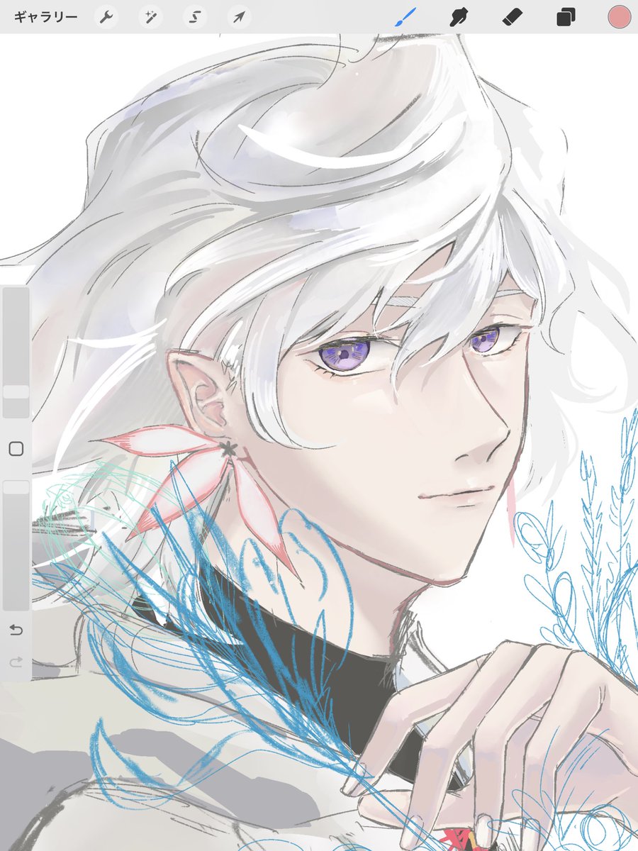 merlin (fate) male focus 1boy solo purple eyes white hair looking at viewer jewelry  illustration images