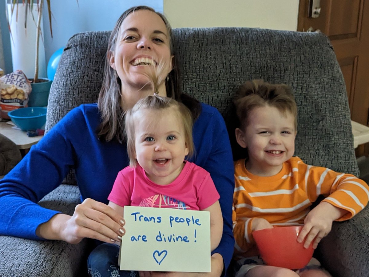 VioletJ's tweet photo. Gotta teach em young: 
Trans people are divine!  #TransphobiaIsASin #BlackTransPrayerBook https://t.co/f7qTqIM8RJ