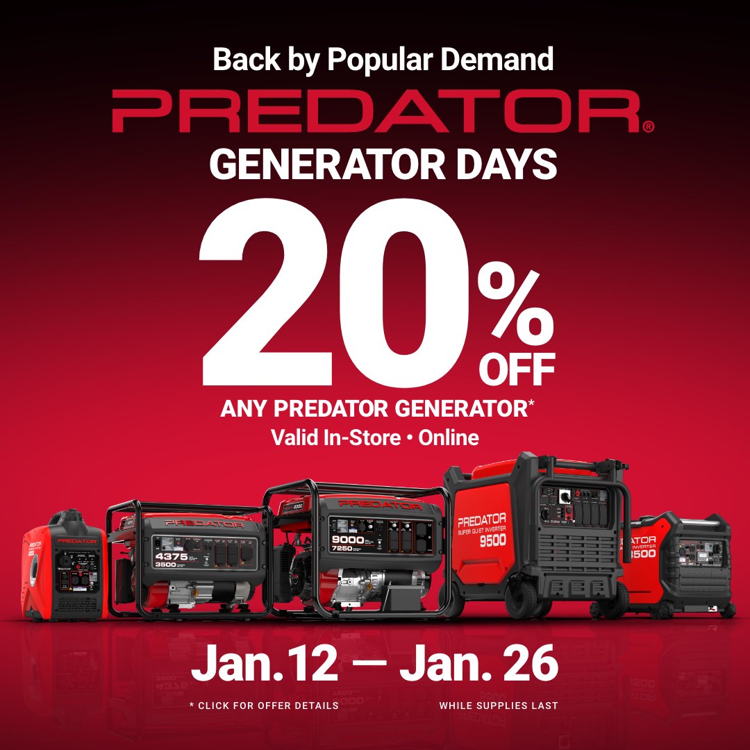 Harbor Freight on Twitter "Don’t miss out 20 Off ALL GENERATORS at