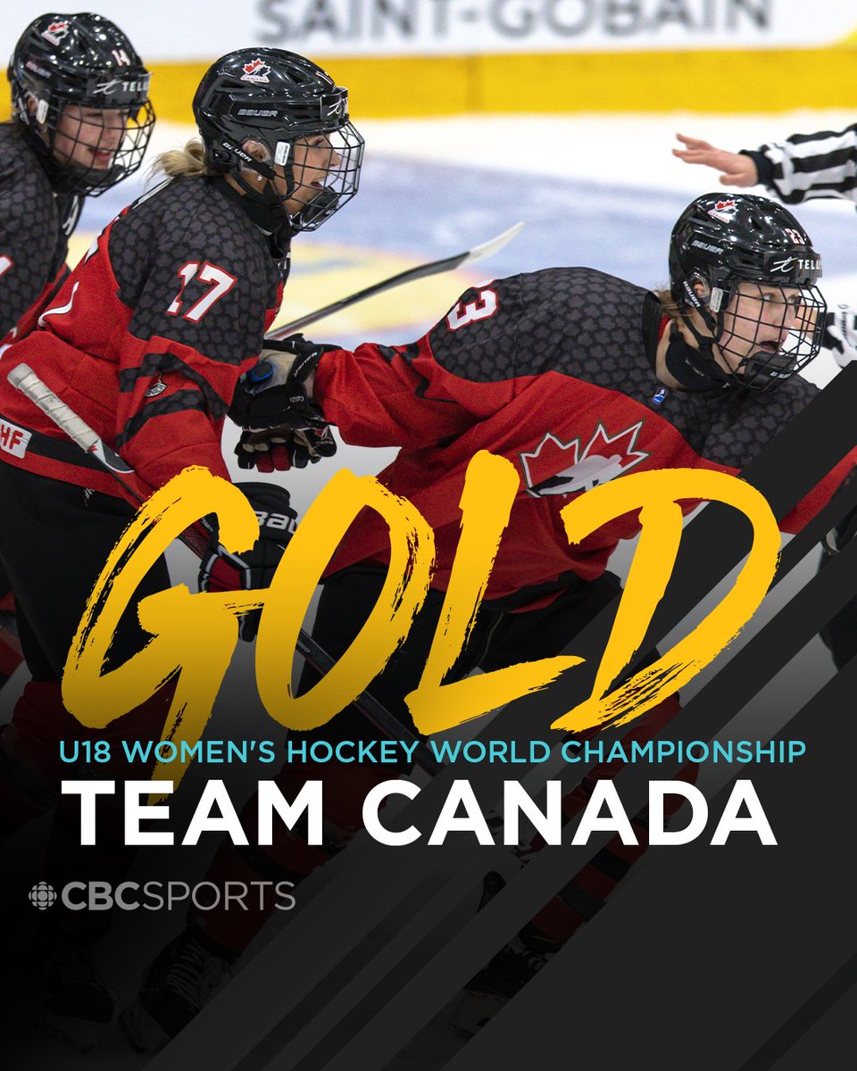 cbcsports's tweet image. TEAM CANADA WINS GOLD! 🇨🇦🥇

Caitlin Kraemer led the way with four goals as Canada routed hosts Sweden 10-0 to claim its second consecutive gold medal at the women's world under-18 hockey championship on Sunday

Full story: cbc.ca/1.6714860
