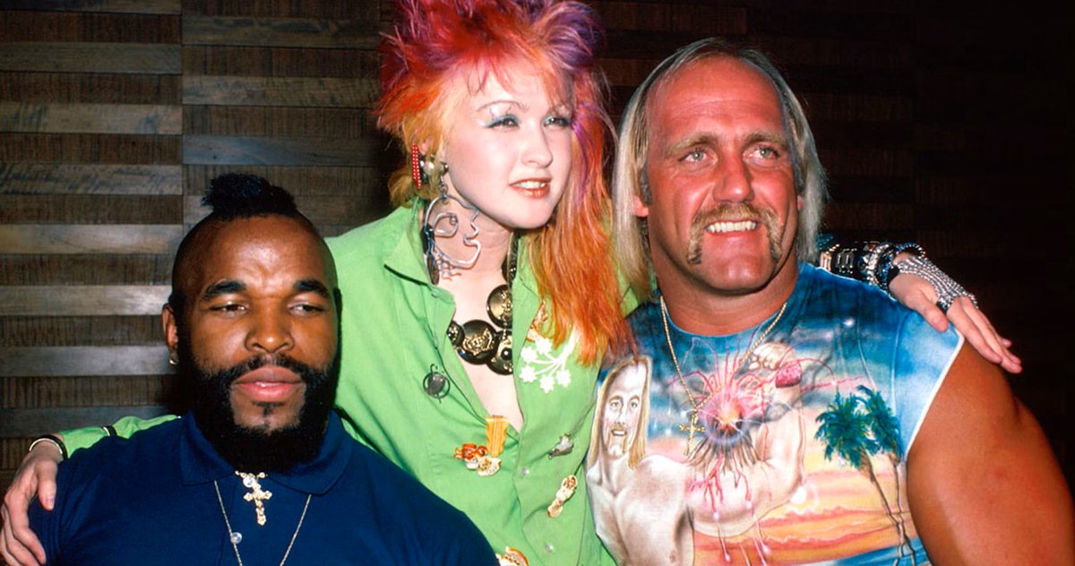 Spanning60Years's tweet photo. #MrT, #CyndiLauper, and #HulkHogan πππππ #LegendsOfSports #AthletesTurnActors https://t.co/gWg7hRIp5K