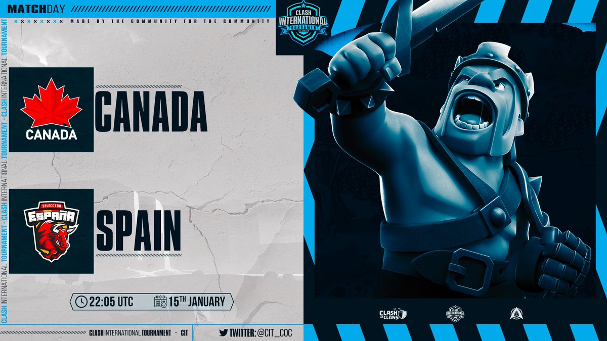 ⚜️One minute away from this Great Showdown🔥 22:05 UTC🔥

<a href="/SelecEspana_coc/">Selección Española De COC</a> 🇪🇸 🆚 @CIT_CanadaCoc 🇨🇦 

transmissions

🔥twitch.tv/sply97

🔥twitch.tv/style_coc

🔥twitch.tv/srtamaverick

🔥youtube.com/@Deluxeluisete…

🔥good luck in your war 🔥