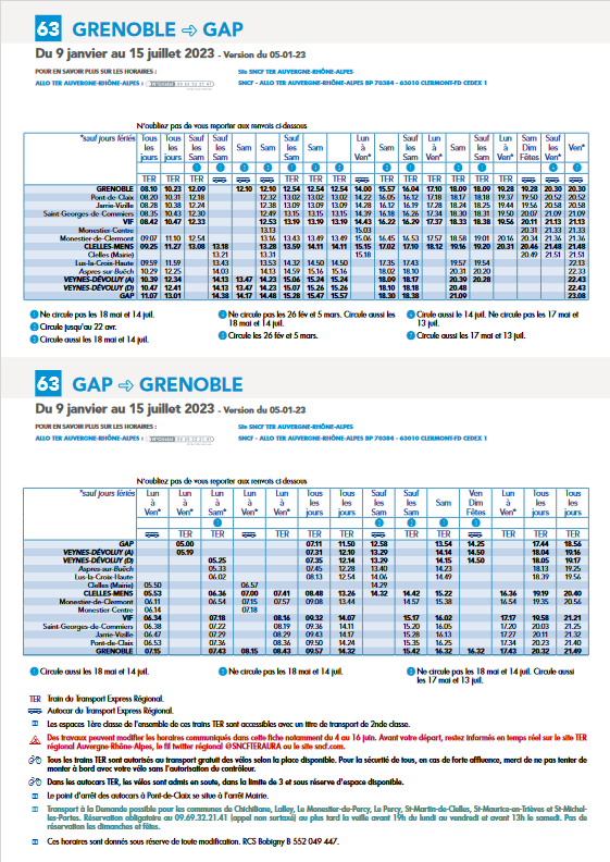 assoARDSL's tweet photo. @SNCFTERAURA @SNCFReseau @VilledeGrenoble @ADTCgrenoble @Aguilera_Fred @VerretLaurie @bleuprovence @f3Alpes @LeDL_Grenoble @LeDL05et04 @alpes_1 @France3Provence @MariePochon Nouvelle fiche horaire @SNCFTERAURA pour la ligne des #Alpes depuis le 9 janvier 2023. Les correspondances cars / trains à #Clelles ont été réduites à 10 min https://t.co/rHkZOYRZRi