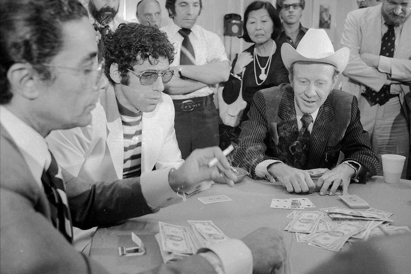 TracesofTexas's tweet photo. "Look around the table. If you don't see a sucker, get up, because you're the sucker."

----- Amarillo Slim, legendary poker player.  Slim's birthname was Thomas Austin Preston, Jr. Born in Arkansas but moved to Turkey, Texas as an infant and then Amarillo. https://t.co/dbZ7m2aThT