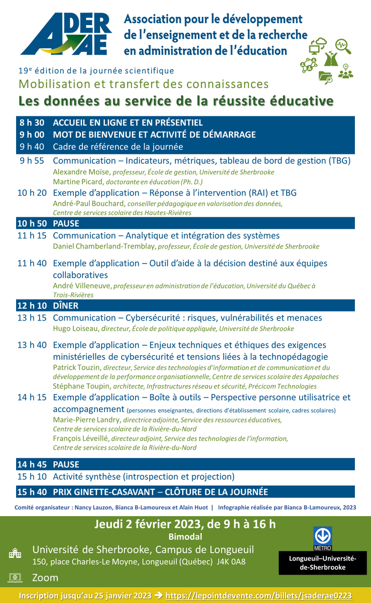 ✨Invitation à la 19e journée scientifique de mobilisation et de transfert des connaissances de l’#Aderae✨

« Les données au service de la réussite éducative »

 Inscription 👉 lepointdevente.com/billets/jsader…
<a href="/AQPDE1/">AQPDE</a>