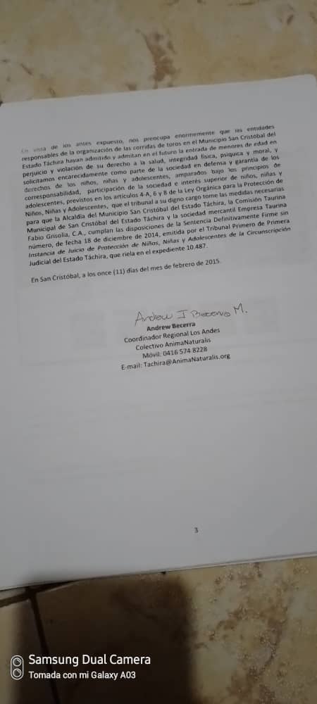 AndrewBTattooer's tweet photo. Aún cuando desde el 2014 prohíbe en sentencia el acceso y presencia de niños, niñas y adolescentes a espectáculos de corridas de toros del estado Táchira, en la edición de la FISS de 2015 ingresaron menores de edad a monumental de #SanCristóbal @TarekWiliamSaab @AnimaNaturalis https://t.co/LHgCE3LAbN