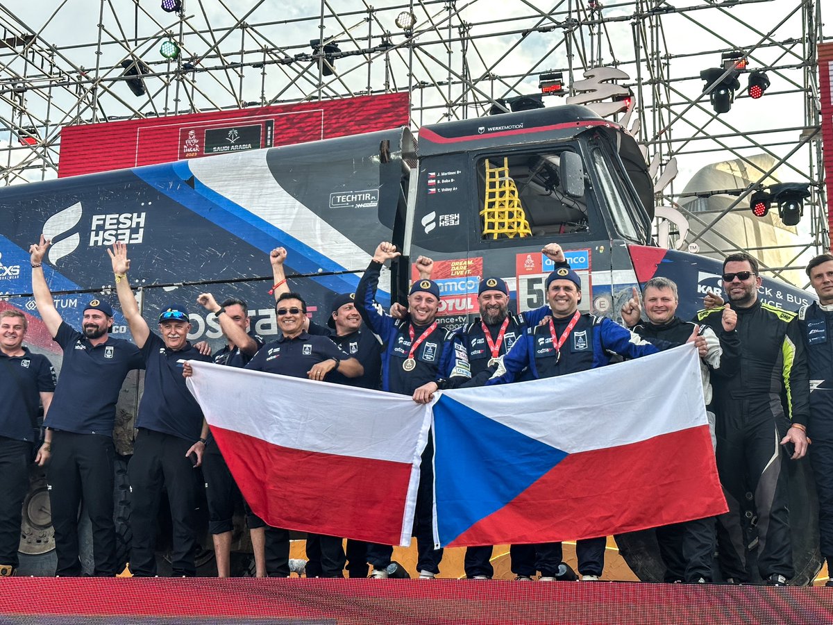 TechTirPszczyna's tweet photo. Incredible emotions❗
To sum it up:
#514 🇱🇹 GOLD🥇 after today's STAGE 14💪❗
#509 🇵🇱🇱🇨🇿 PODIUM🥇for completing all stages, at the same time TOP 10 of Dakar 2023, with 9th place overall💪❗
We are very proud Guys💪❗
#Dakar2023 https://t.co/Cs31zfVyGP