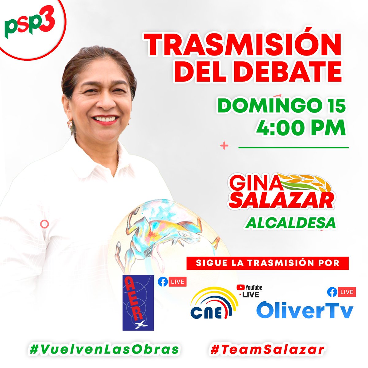 ginasalazarch's tweet photo. Hoy será el debate donde los postulantes a la Alcaldía de Daule podremos exponer y hablar sobre nuestro plan de trabajo.
Estoy más que preparada poder contarles cómo siendo alcaldesa, aportaré en el desarrollo de mi amado cantón. https://t.co/5FiVELZwG9