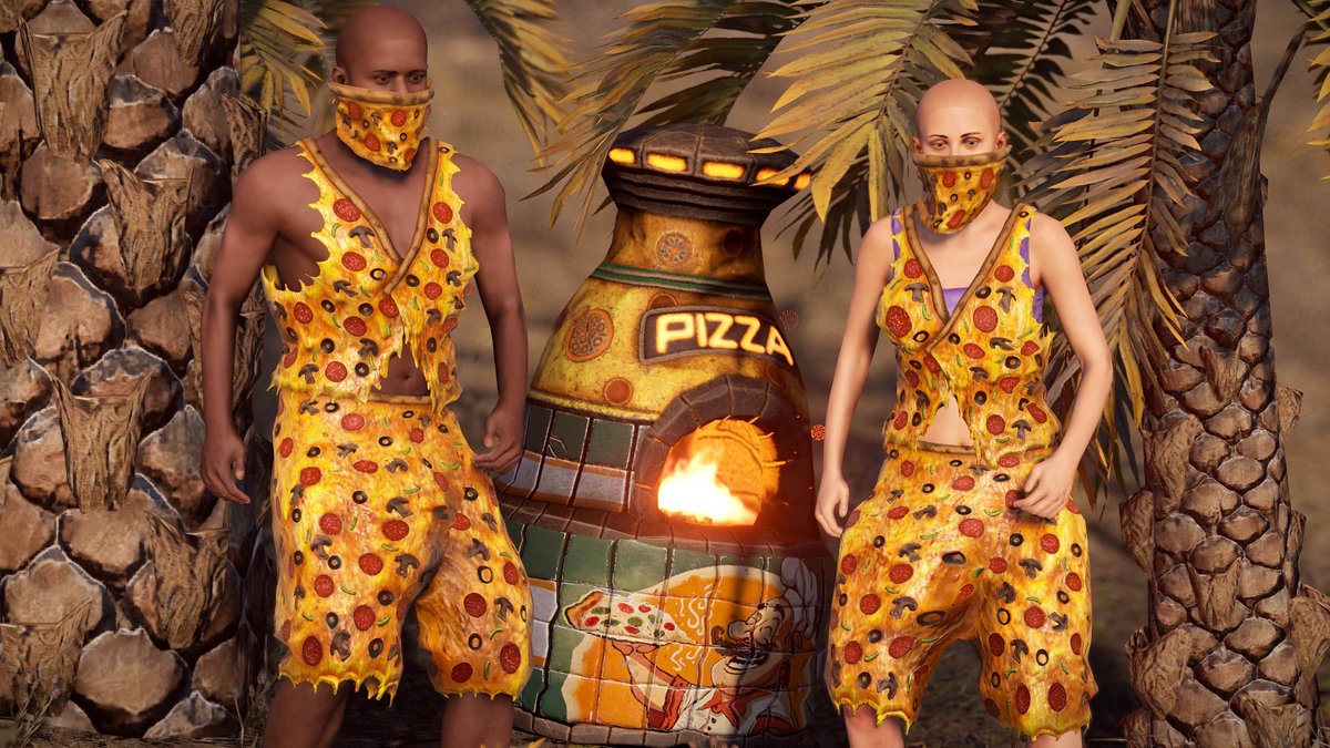 Another slice of pizza? Yes! This is a continuation of the pizza collection. This time together with LieSaint we made Pizza Hide Pants and Pizza Hide Shirt. Hope you like it!)🍕🍕🍕
Shirt steamcommunity.com/sharedfiles/fi…
Pants steamcommunity.com/sharedfiles/fi…
<a href="/gerrmanman/">ThatGermanGuy</a> <a href="/playrust/">Rust</a> #rustskins