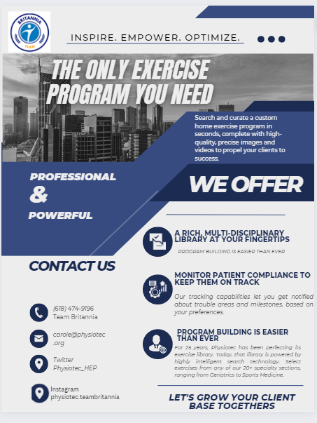Team Britannia at Physiotec - We make a difference to your patients/clients. Try us out, you have nothing to lose - 50% of for the first 3 months - No contracts, No cancellation fees  calendly.com/team-carole/sm…
