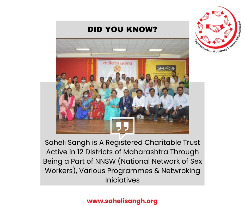 #52. सहेली संघ महाराष्ट्र के 12 जिलों में एक सक्रिय पंजीकृत चैरिटेबल ट्रस्ट है।

More Info@ sahelisangh.org