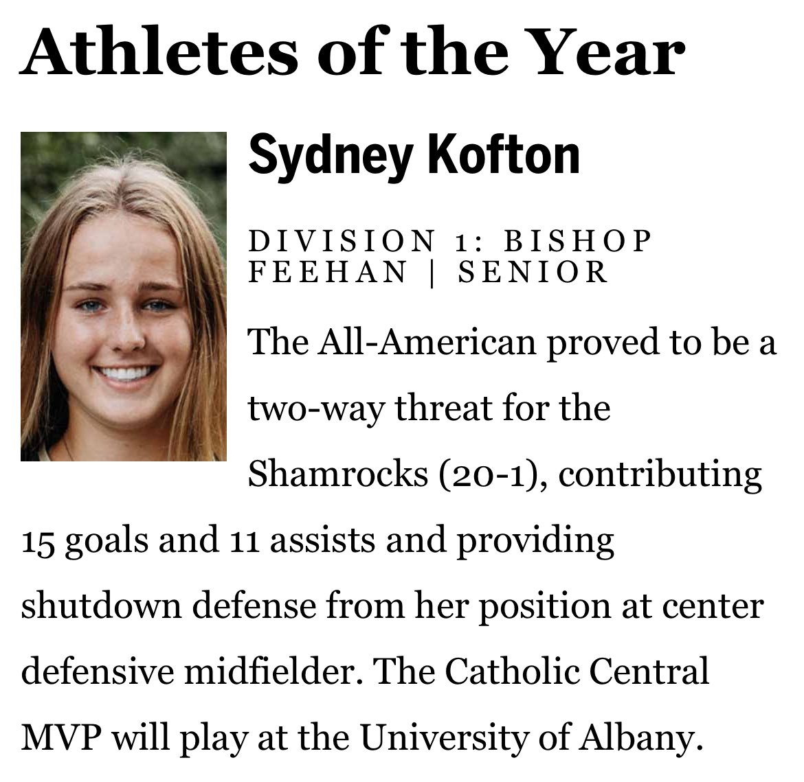 camkerry7's tweet photo. In today’s paper: @GlobeSchools 2022 Girls’ Soccer All-Scholastics!

Athletes of the Year (part 1/2):

Sydney Kofton, Bishop Feehan
Maya Mathis, Acton-Boxboro
Sophie Reale, Hingham https://t.co/EwYww9Dnaw