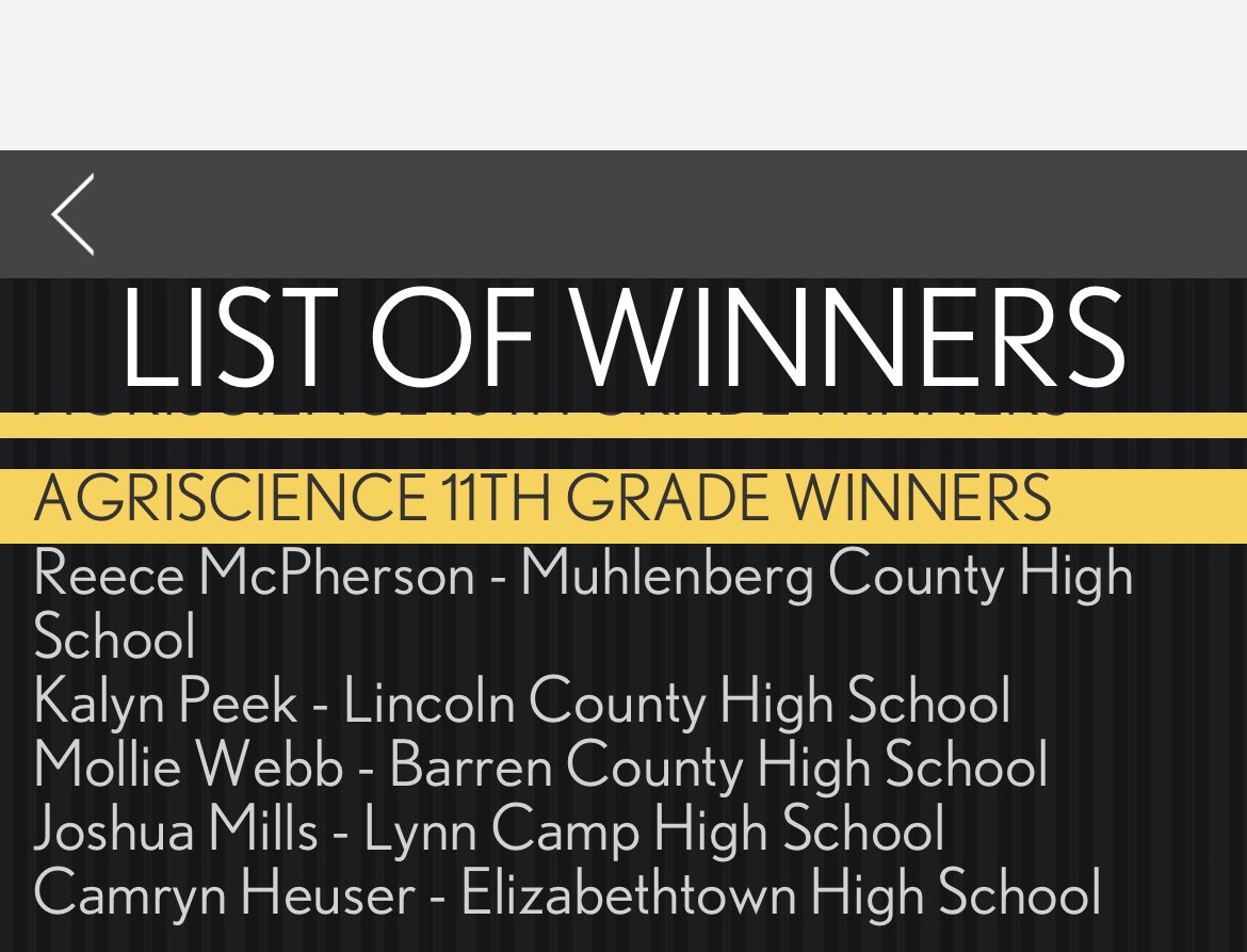 lchstiller's tweet photo. Not even into Lexington yet and we already have received word of national qualifiers. The following photos are screenshots of categories LCHS has placed in the top 5. We find out actual placements tonight. Part 1/2 https://t.co/mqen9lpgJs