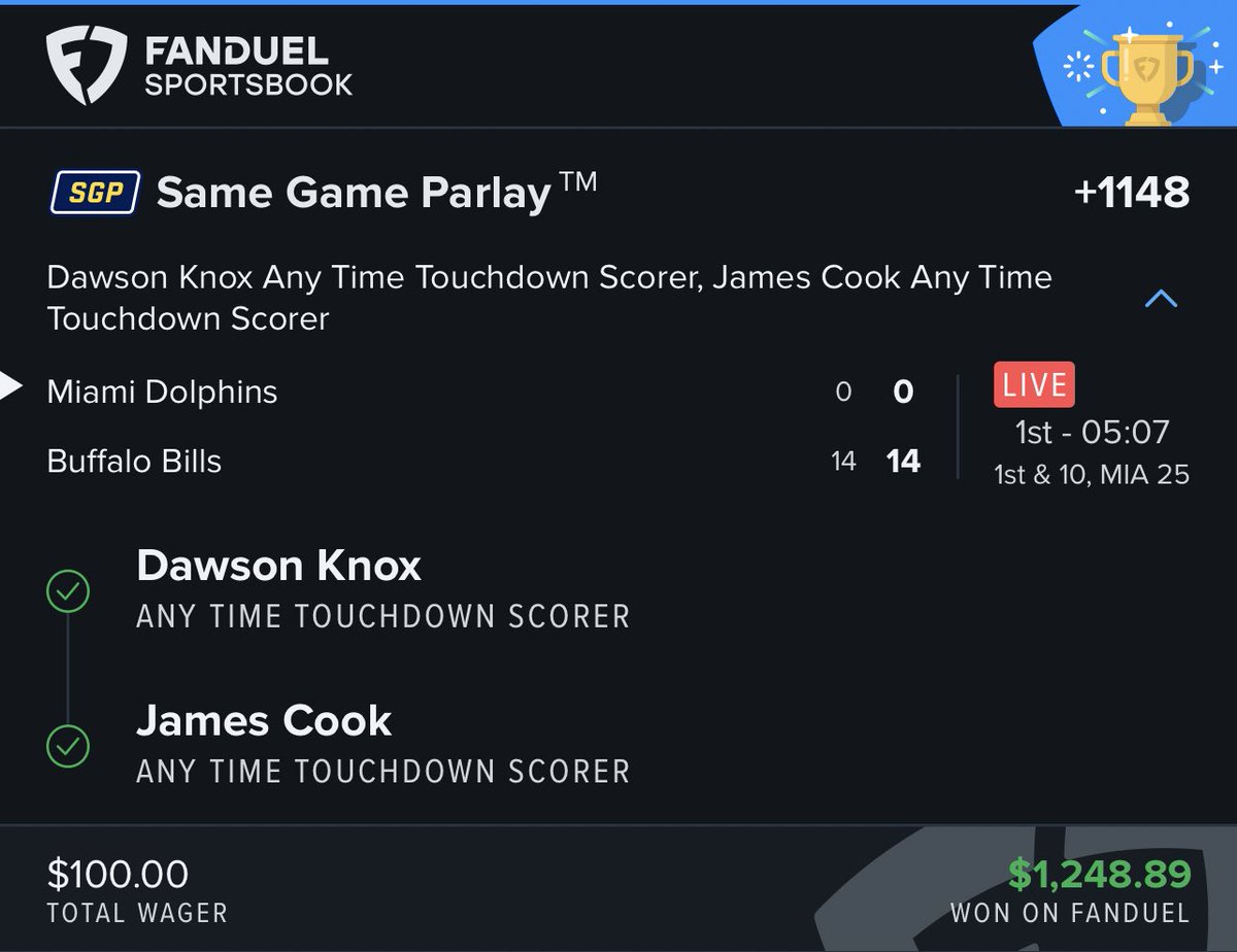 MilesParkerBets's tweet image. Pleasure as always @FDSportsbook 🤝

3 playoff games, 3 big bangs 🔥