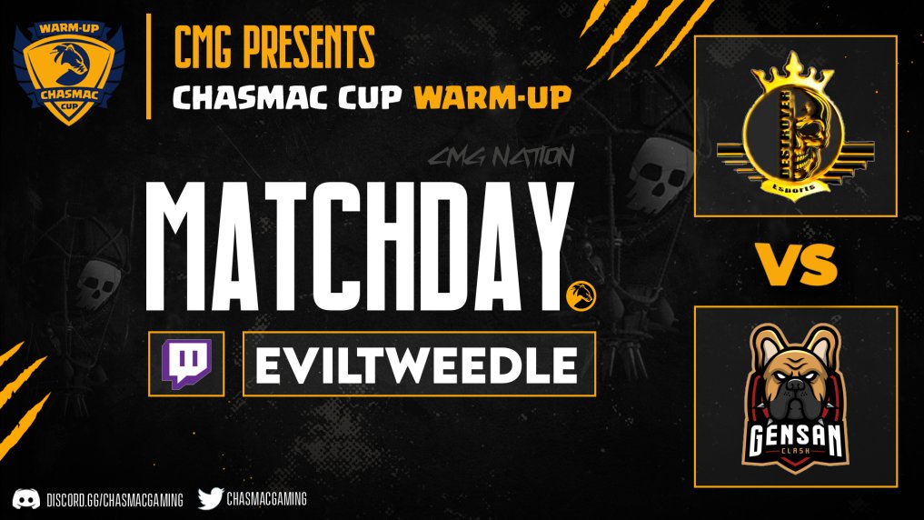 Not one but 2 wars to cover tonight in the <a href="/ChasmacGaming/">Chasmac Gaming</a> Cup. No Value vs @CoCWolfPack at 7pm UTC followed by <a href="/ClashGensan/">GENSAN CLASH</a> vs <a href="/DestroyerCDC/">DESTROYER</a> at 8pm! Good luck all teams! Should be 2 great matchups!