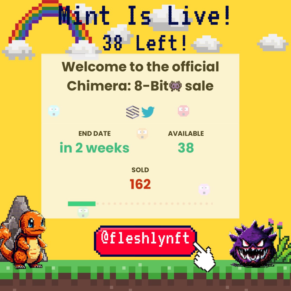 fleshlynft's tweet photo. 38 Left! Make it Sold Out👾

Minting: https://t.co/qI1kyoP4J7

#ICP #InternetComputer #IC #NFT https://t.co/BXLiGhPhI3