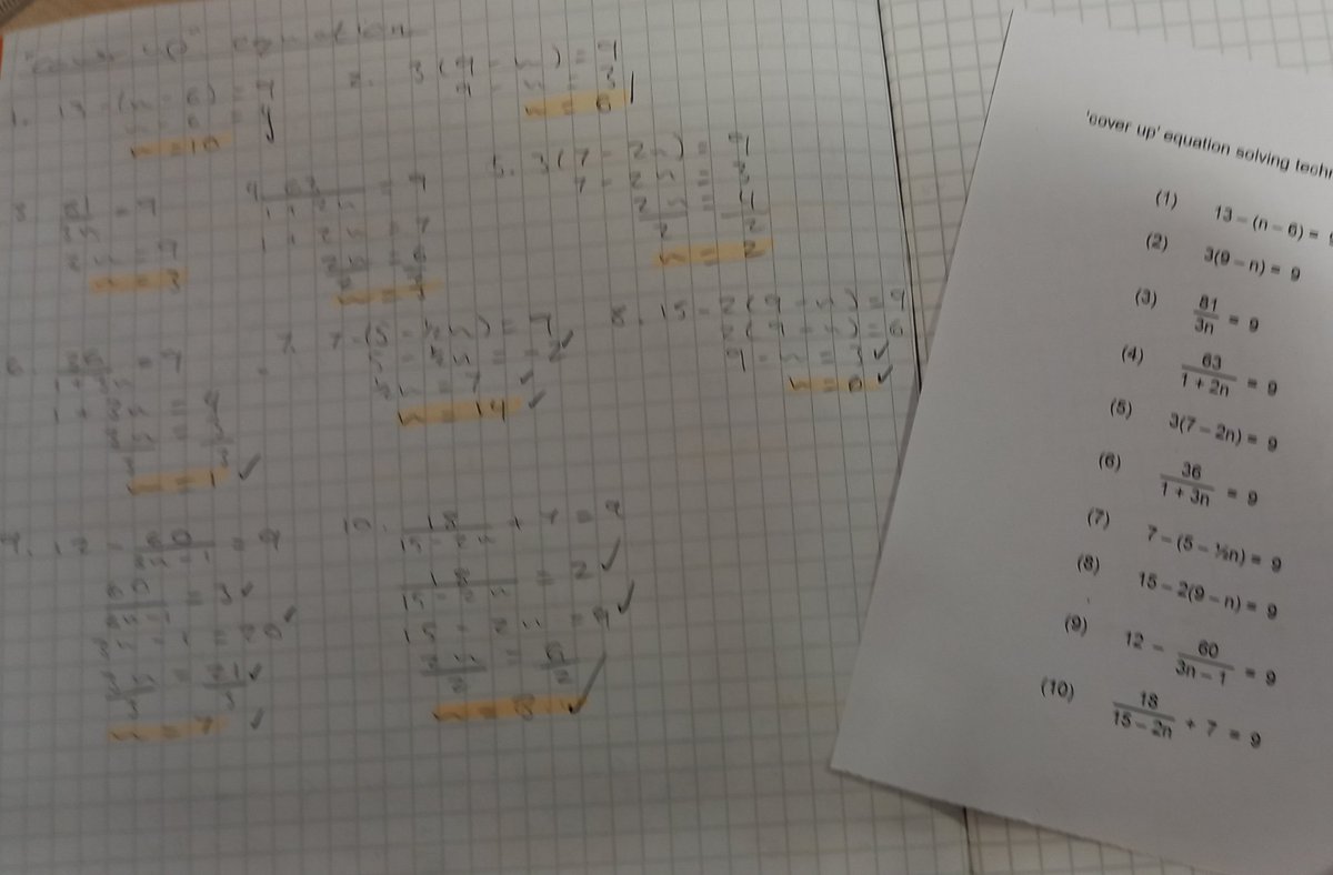 BucksburnMaths's tweet photo. After spending a some time using algebra tiles with #s1maths we used the cover up method on Friday. Trying to encourage pupils to get comfortable with both approaches and then use the best one for whatever situation they find themselves in. https://t.co/a53l5ebbwc https://t.co/n6lsiK0wtg