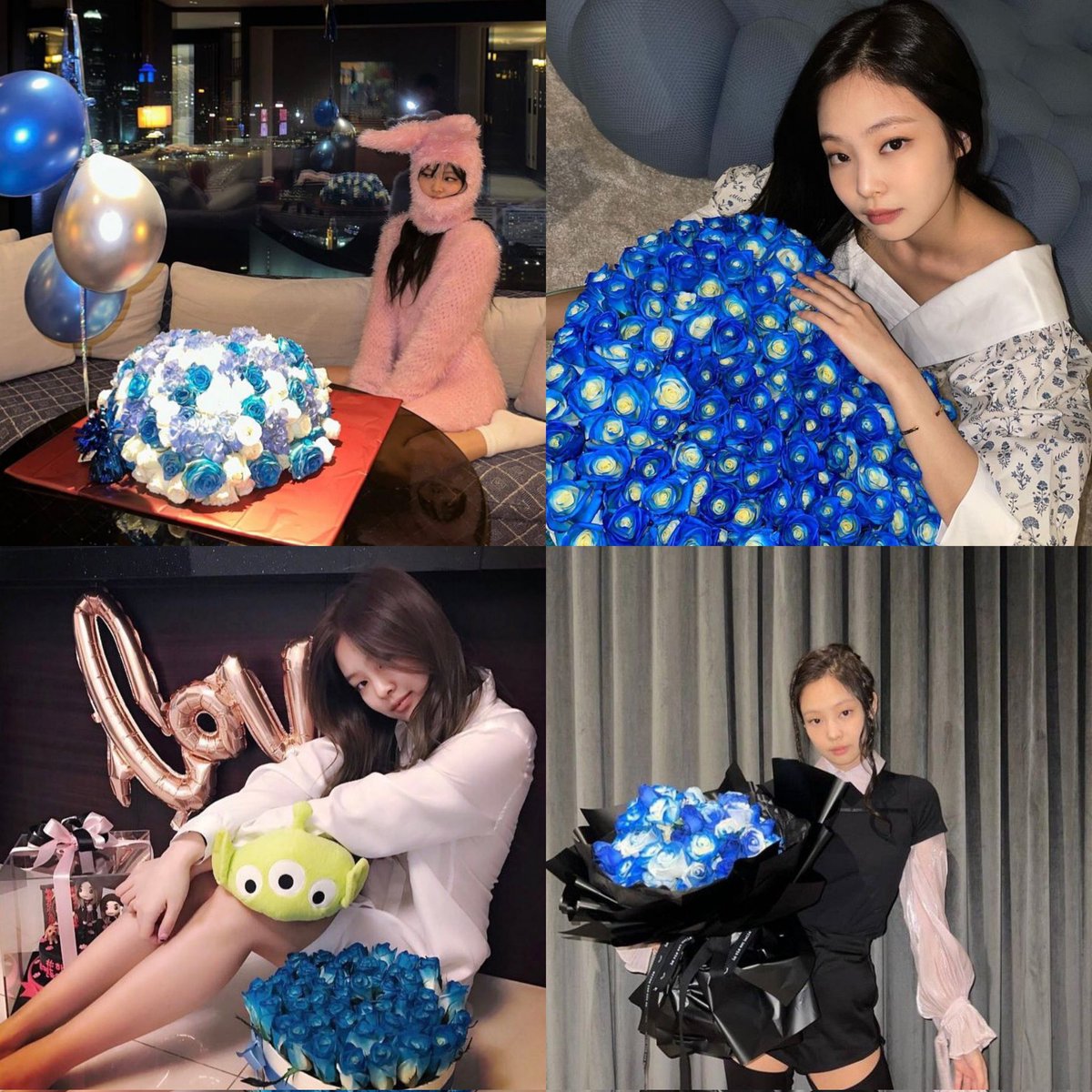 acho muito fofo a tradição da mãe da Jennie sempre mandar flores azuis todo ano no dia do seu aniversário