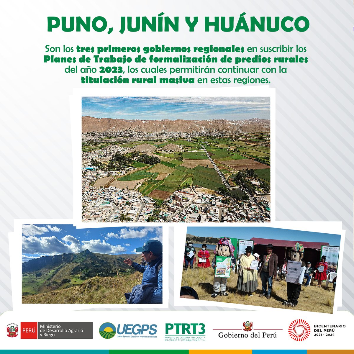 Uegps_Midagri's tweet photo. 🔈¡BUENAS NOTICIAS!
🤝El @GOREPUNO, #GoreJunín y @HuanucoGobierno suscribieron junto a la @Uegps_Midagri, los Planes de Trabajo 2023 para continuar con titulación rural masiva. #PTRT3
Lee la nota aquí▶️ https://t.co/kL9unN73iO https://t.co/ljljWRFEQi