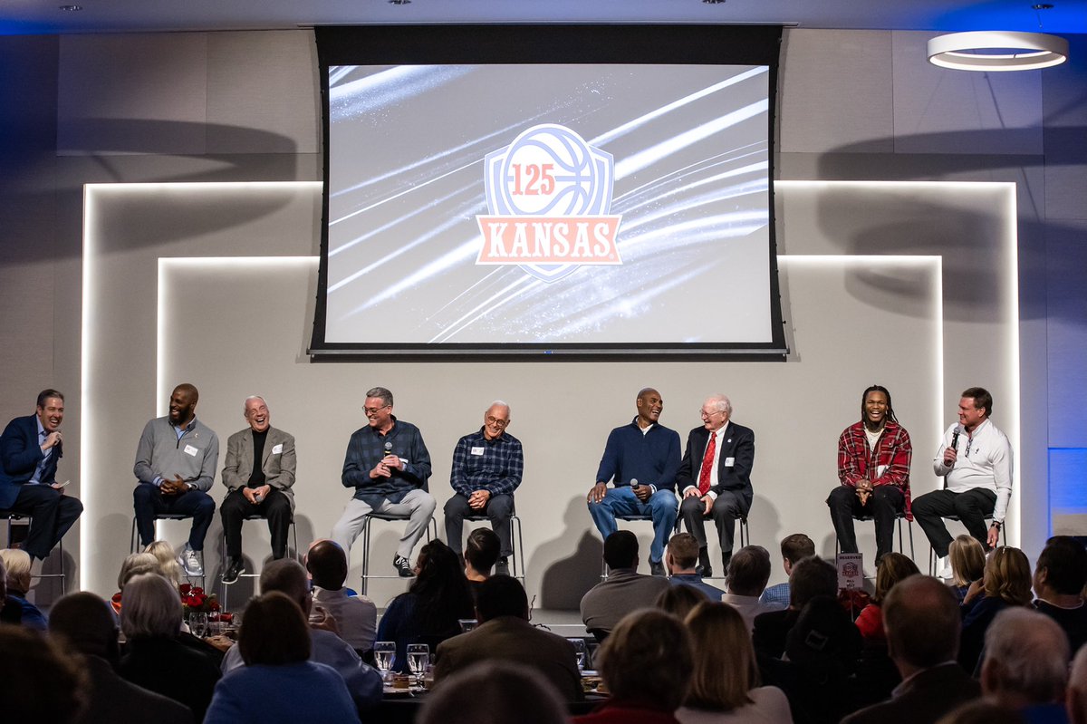 KUAthletics's tweet photo. So many Kansas 🐐’s in one photo https://t.co/Zw1ciKWxzz