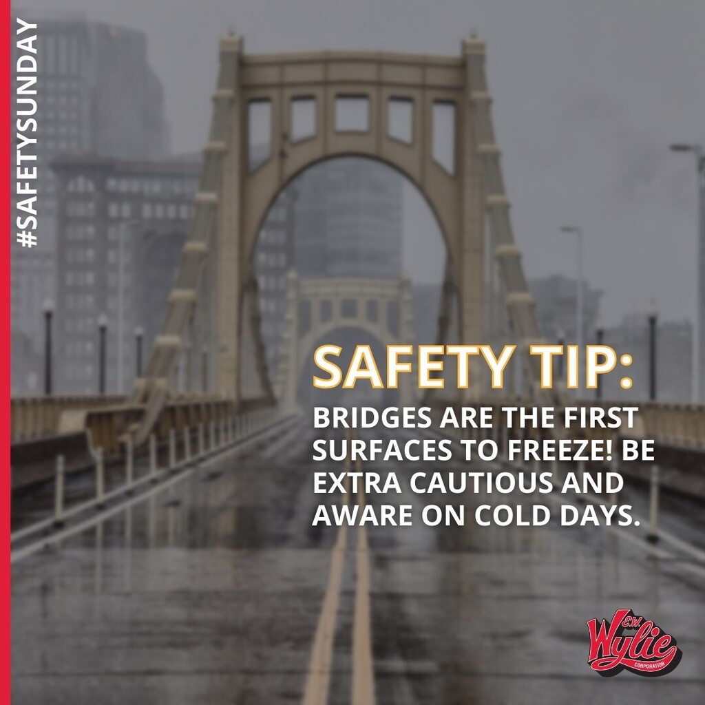 #SafetySunday: Bridges are the first things to freeze on the road! While this can be considered common knowledge, it's always good to have a reminder for those extra cold days. 🌉
.
. 
.
#EWWylie #WylieDrivers #WylieTough #TruckingSafety #SafetyTips instagr.am/p/CncfF9mLy7k/