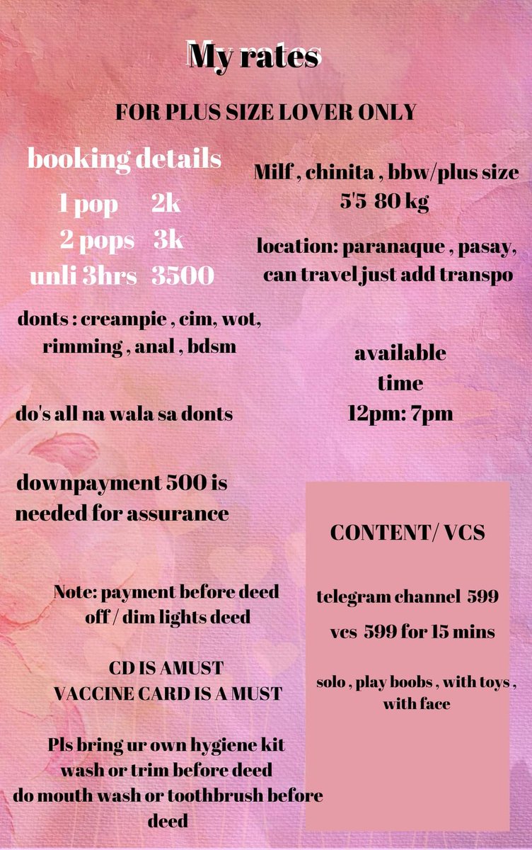 xiaohaoo_3's tweet photo. RATES  
23 
PLUS SIZE  

Dm to avail https://t.co/DMK2VAxgQr