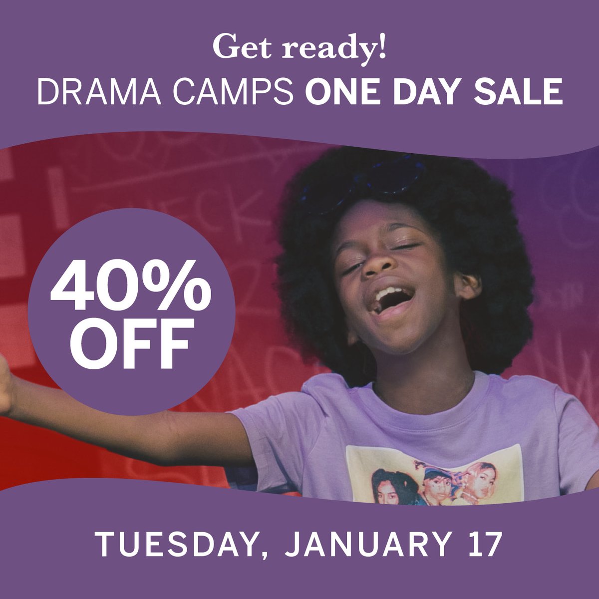 alliancetheatre's tweet photo. Get Ready! 🎭 Our drama camp one-day sale happens this week!
-
Leave the drama on the stage with camps for kids of all ages! Visit https://t.co/LTNECA6FVG for more information! #ATEducation #SummerCamp #AllianceTheatre #atlsummer https://t.co/6k9XLAP0cX