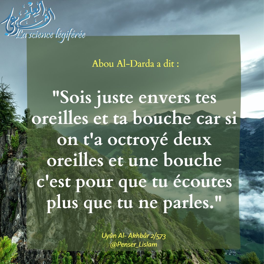 3ilmchar3i's tweet photo. 🌿Sois juste envers tes oreilles et ta bouche https://t.co/qRI0n6b0tA