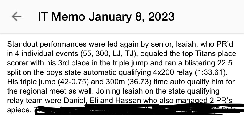 zaykargbo's tweet photo. PR’d in 4 events at the Liberty premier invitational meet at Liberty University 1/8/23 (55 -6.7, 300- 36.7, LJ- 19-5.75, TJ- 42-0.75). 22.5 split on 4x2 qualifying for states with a 1:33.61. #trackandfield #horizontaljump #trackrecruiting #triplejump @ACTitansTrack @ACHSTitans https://t.co/k7W3tE0dY1
