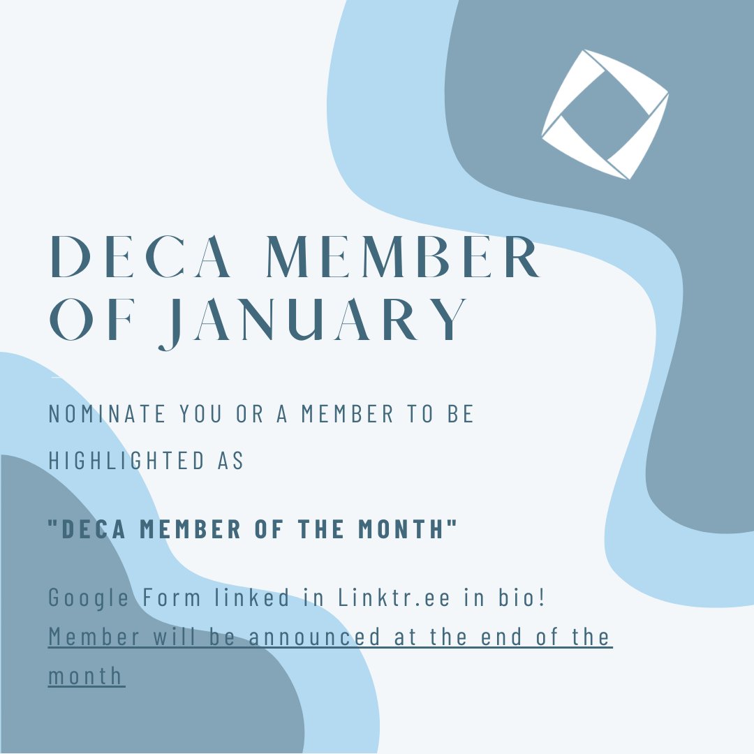 MissouriDECA's tweet photo. Starting this month we are doing our monthly Member of the Month application. Make sure to click the https://t.co/a2dWH2z46f in our bio to apply! https://t.co/bOQt73qI6Q