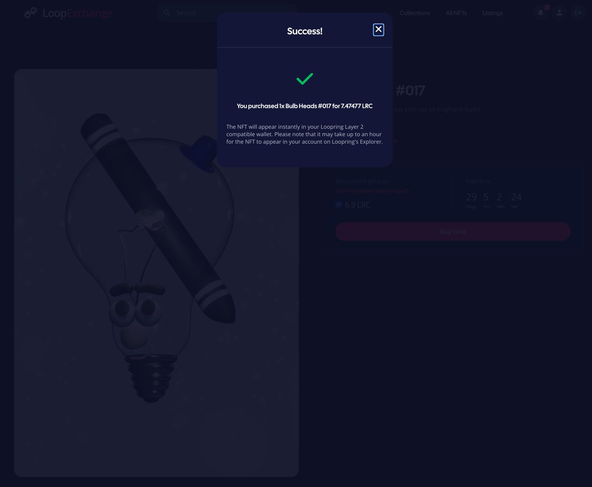 pttrn_ntgrty's tweet photo. It's a losing proposition but I think @LoopExchange should change their fee so 6.9 lrc is a 7.41741 fee, ijs.
also, got this extra smooth rank 620/741 1/1 #BulbHead from the most basic, normal & highly regarded artist in the loopring/gsnft community of them all, @Ordinary_Adam https://t.co/JmZsOYcBC6