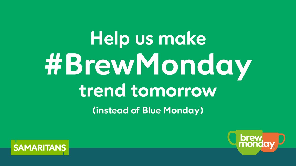 We see Blue Monday trending every year, and we’ve had enough – because it’s a total myth!

Help us mark #BrewMonday instead – we’re on a mission to get the trending top spot, and we can’t do it without you. Tune in tomorrow morning to find out more 💚