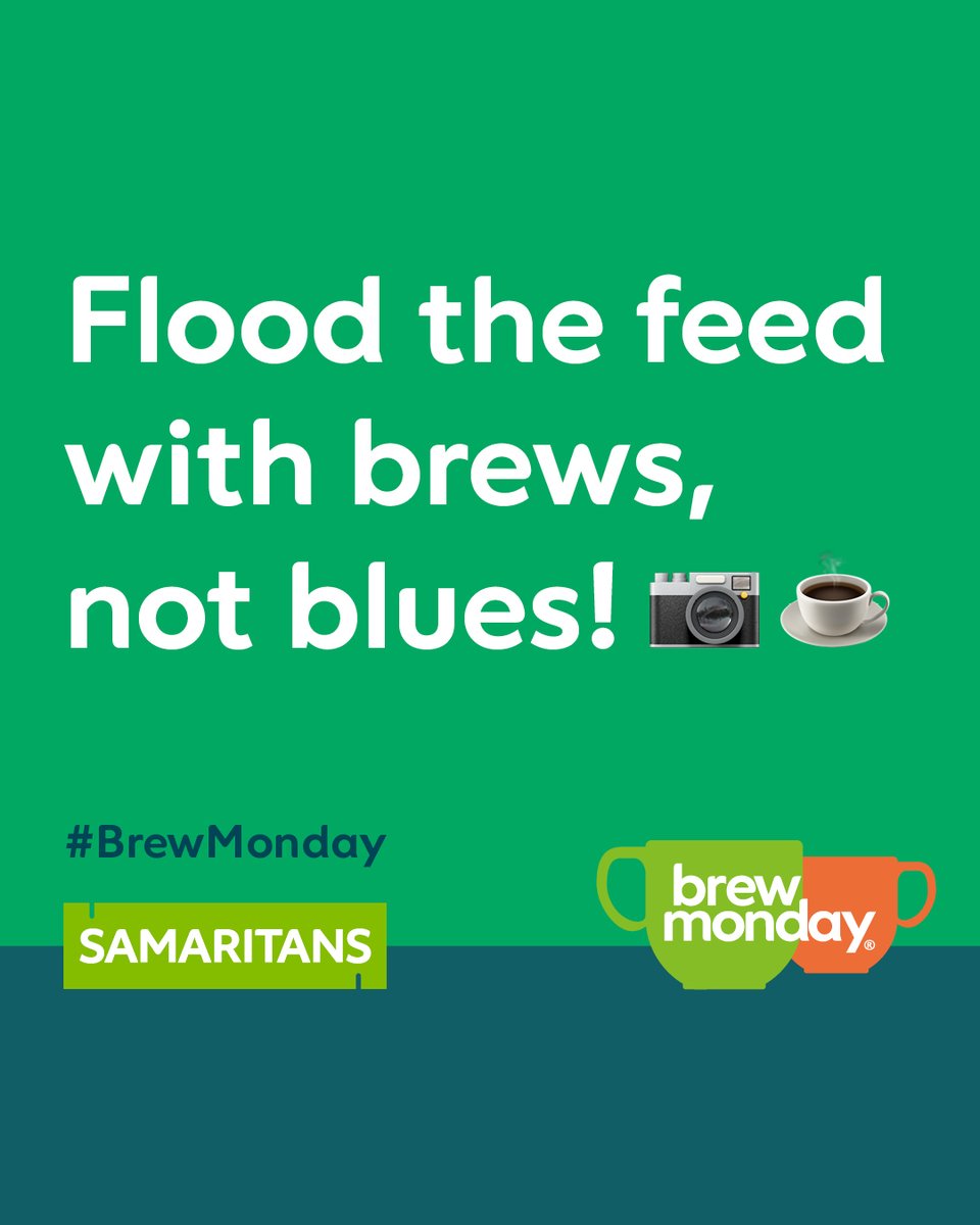 Two things you can do to celebrate #BrewMonday and bin Blue Monday! 
 
1. Reach out to someone you care about &amp; have a catch up over a cuppa ☕💚 

2. Post a pic of your cuppa &amp; flood the feed with brews instead of blues 📷☕