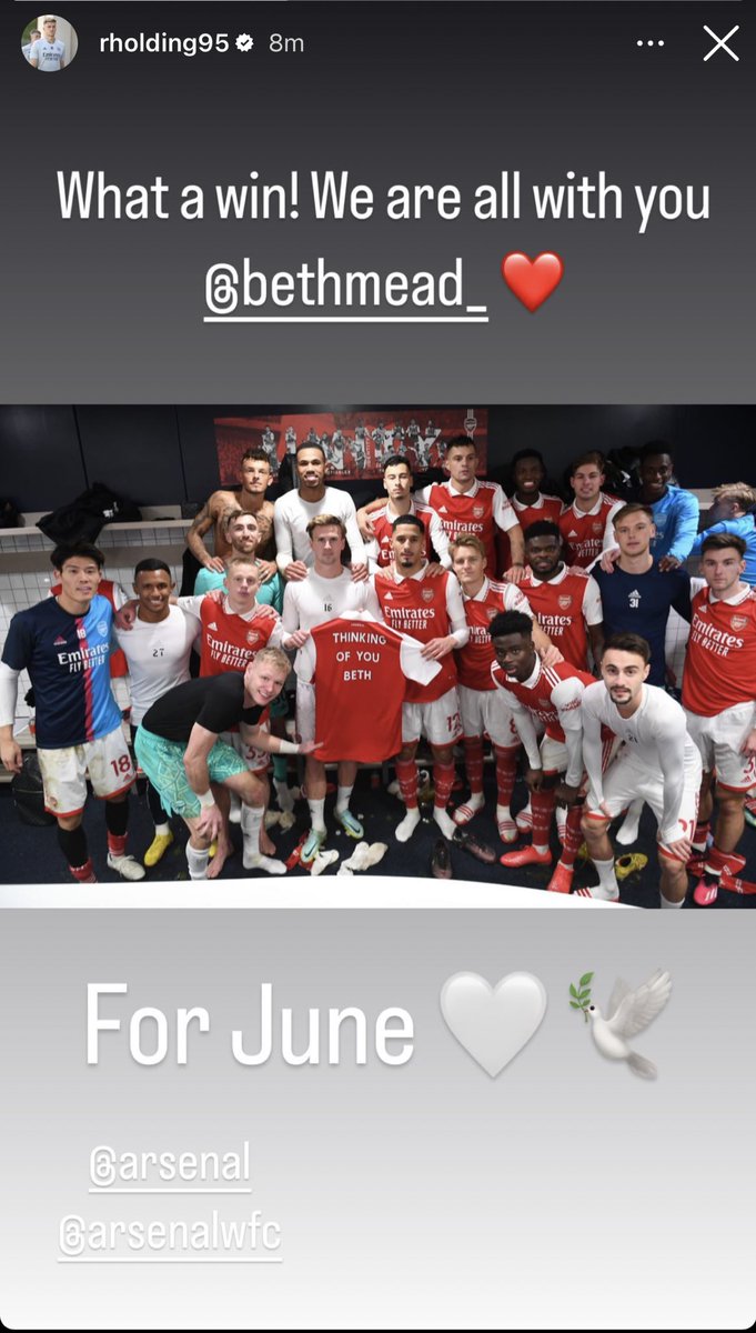 Stephpgold's tweet image. Rob Holding’s Insta story. Just another reason why I love my club so much. What a very special club this is ❤️