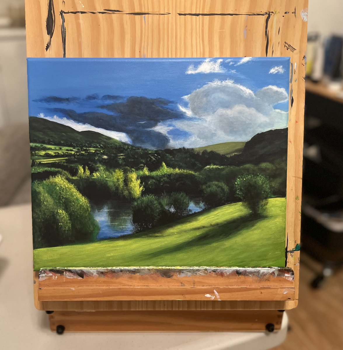Sijoe_'s tweet photo. First painting of 2023 done, views from Maes Mynan in North Wales 👨🏻‍🎨 #acrylicpainting #painting #wales #maesmynan #artist https://t.co/q3WmkEtclv