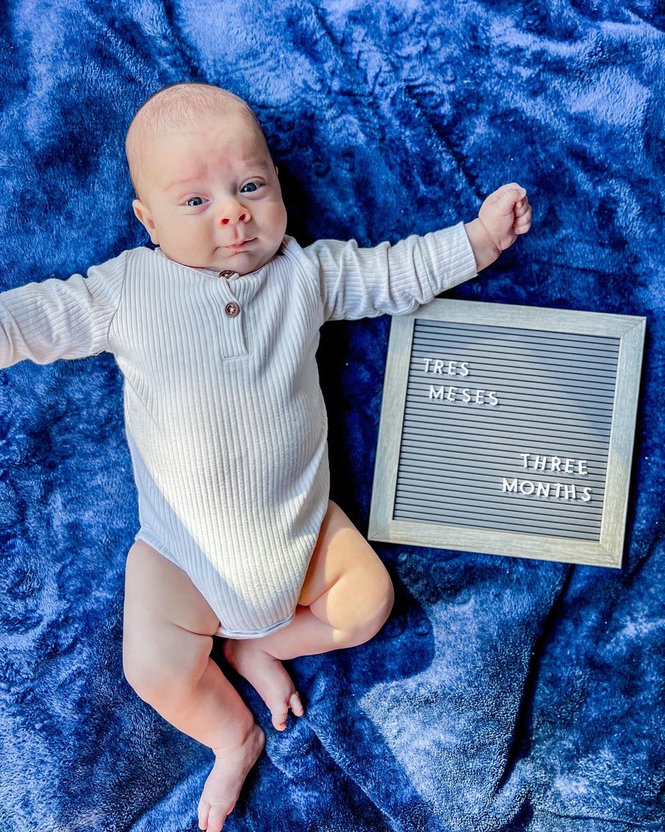 racheymoomoo's tweet photo. Three months have flown by, baby boy. We love your facial expressions. Also how much you talk…like your dad. https://t.co/w0M6DC5mBF