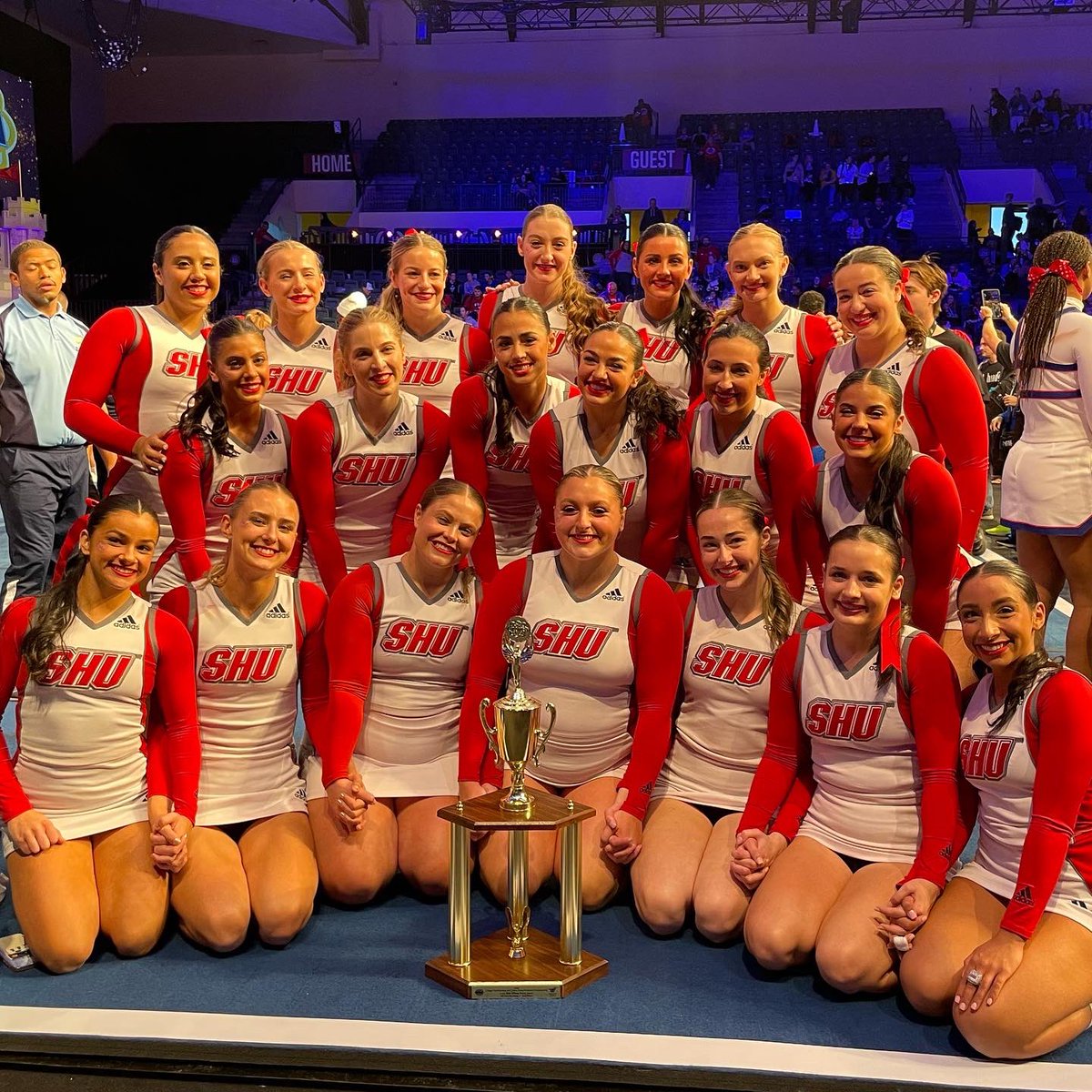 Huge CONGRATS to Harrison Cheer alum Gabi Dos Santos & her team, @SHUCheer on placing🥉in All-Girl Division I at @UCAupdates College Nationals! We are so proud of you 🤍 #OnceAHuskyAlwaysAHusky