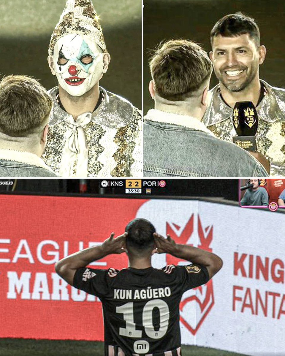 ESPNFC's tweet photo. Sergio Agüero revealed he's "The Joker" and that he'll play for his own team, Kunisports, in Pique's Kings League.

He already scored and immediately hit the Riquelme/Messi celebration 😂 https://t.co/z02yO9OhmJ