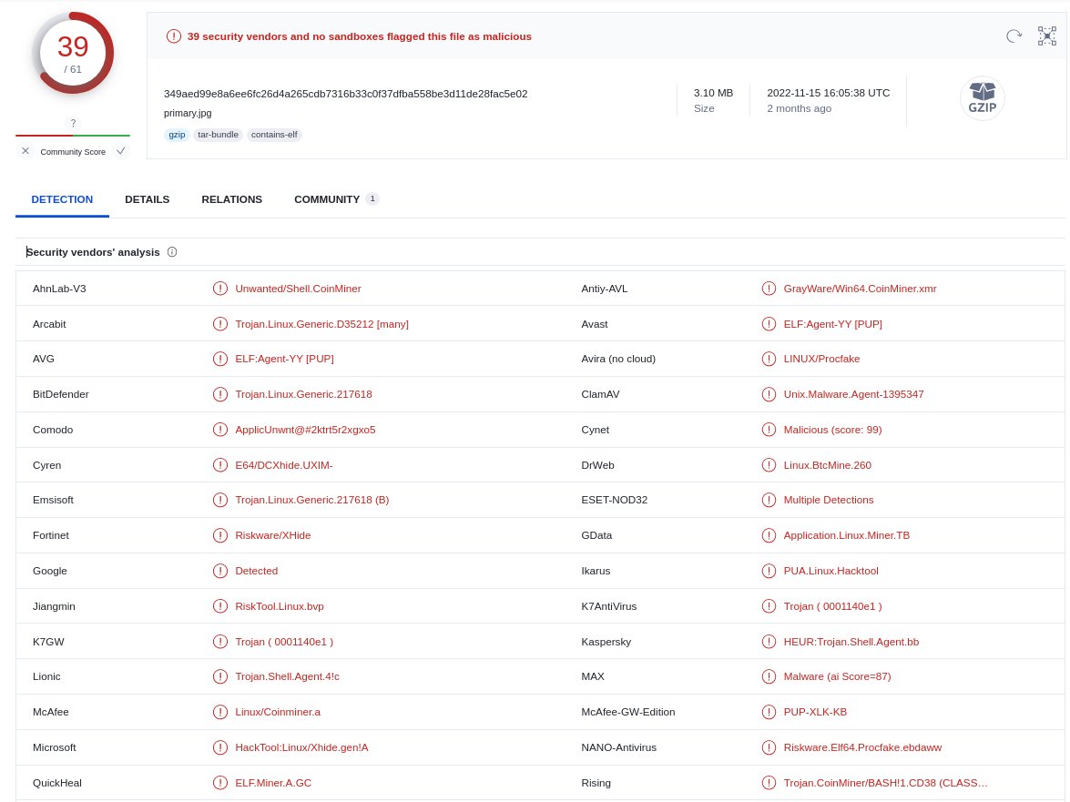 SecureSh3ll's tweet photo. #Hacker #Cryptojacker #FalseExtension #China 🇨🇳

Url : http://39.165.53.17:8088/iposzz/primary.jpg

ip: 39.165.53.17
city: Zhanjiang
region: Guangdong / CN
loc: 21.2339,110.3875
org: AS24445 Henan Mobile Communications Co.,Ltd

cc @malwrhunterteam @c3rb3ru5d3d53c https://t.co/ul9De0kBJR