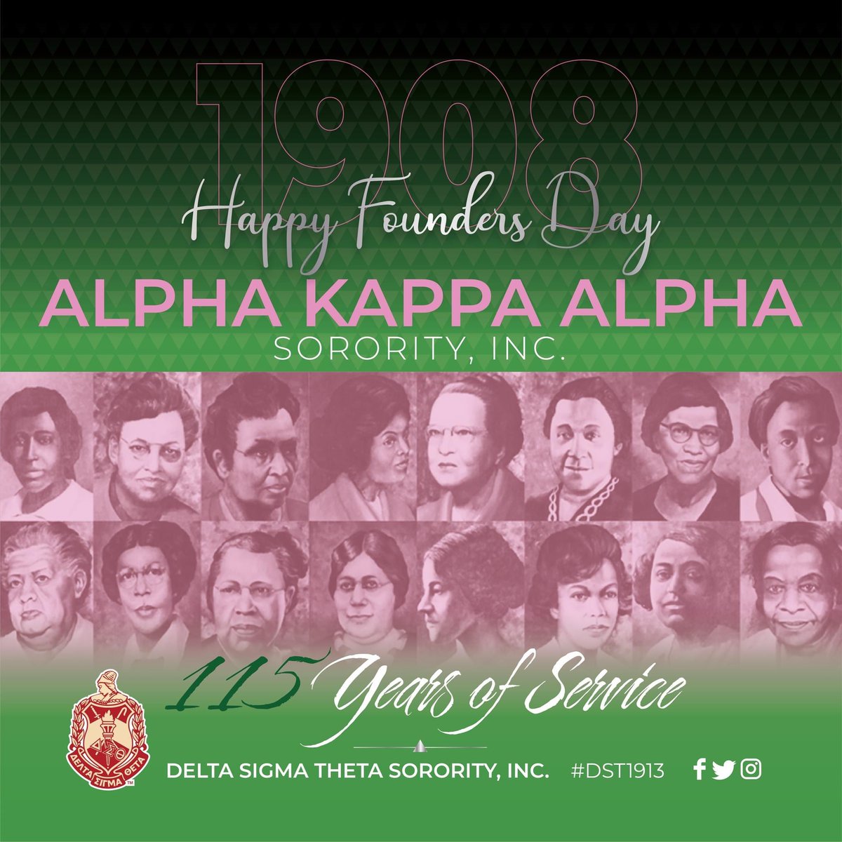 LTPDST's tweet image. Delta Sigma Theta Sorority, Inc. congratulates the amazing, ambitious, and accomplished women of Alpha Kappa Alpha Sorority, Inc. on 115 years of service and sisterhood! @akasorority1908 

#AKA1908