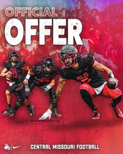 After a great visit and talk with <a href="/JoshLamberson/">Coach Lambo</a> I am blessed to receive an offer from the University of Central Missouri!