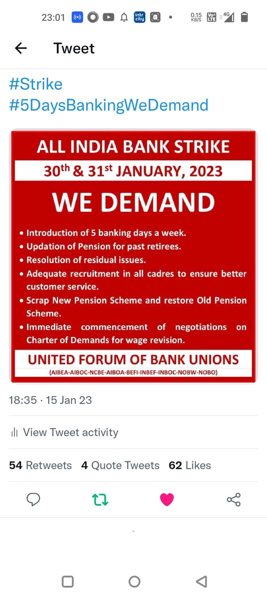 AUCBO_Tamilnadu's tweet photo. #BankStrike4Right
#5DaysBanking is a long pending just and right demand of Bankers.
When all other financial institutions work 5days
Why not banks
World is moving towards four day working
Why not #5days_Banking
Banks have gone digital
#5days_week_we_demand https://t.co/NkzRsDGwFi