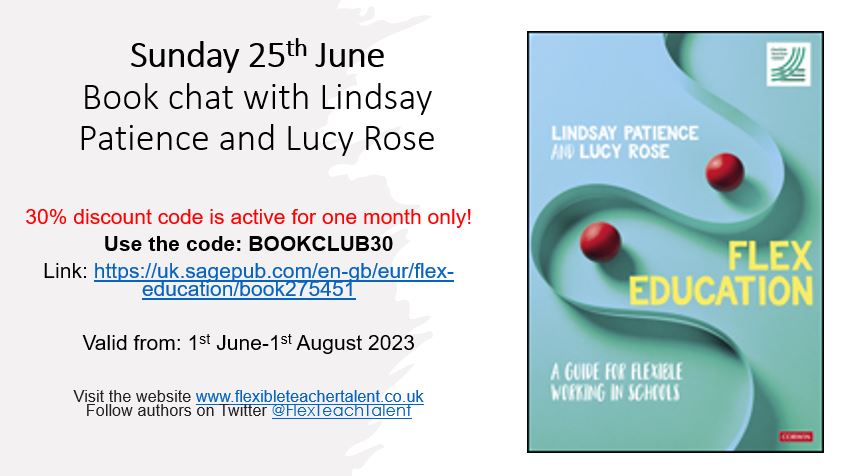 Join the livestream with @FlexTeachTalent on 25.6.23, where @KSunray3 will be discussing their fab book 'Flex Education' 

To celebrate it's publication, SAGE have kindly given all @WomenedBookclub
readers a 30% discount!

Use the code: BOOKCLUB30
Link: uk.sagepub.com/en-gb/eur/flex…