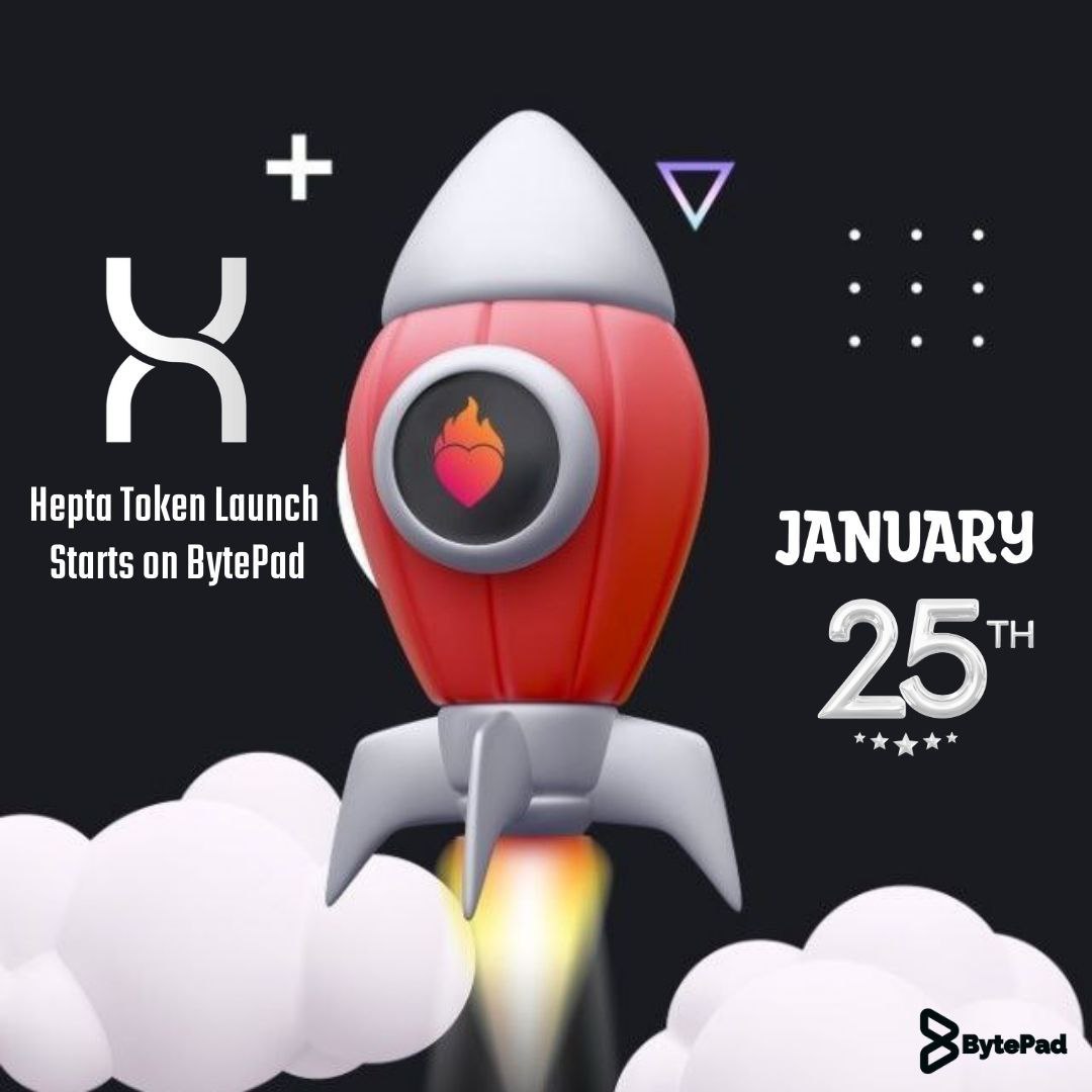 #HeptaToken on #Bytedex Launchpad on 25th January! 
Hepta is the main transaction unit of #HeptagonMetaverse!
Total Supply is 40M.
#HeptaToken 
#Bytepad #Bytedex 
#Sports #Game 
Don't miss opportunity!
hptgn.io
byteped.io 
bytedex.io