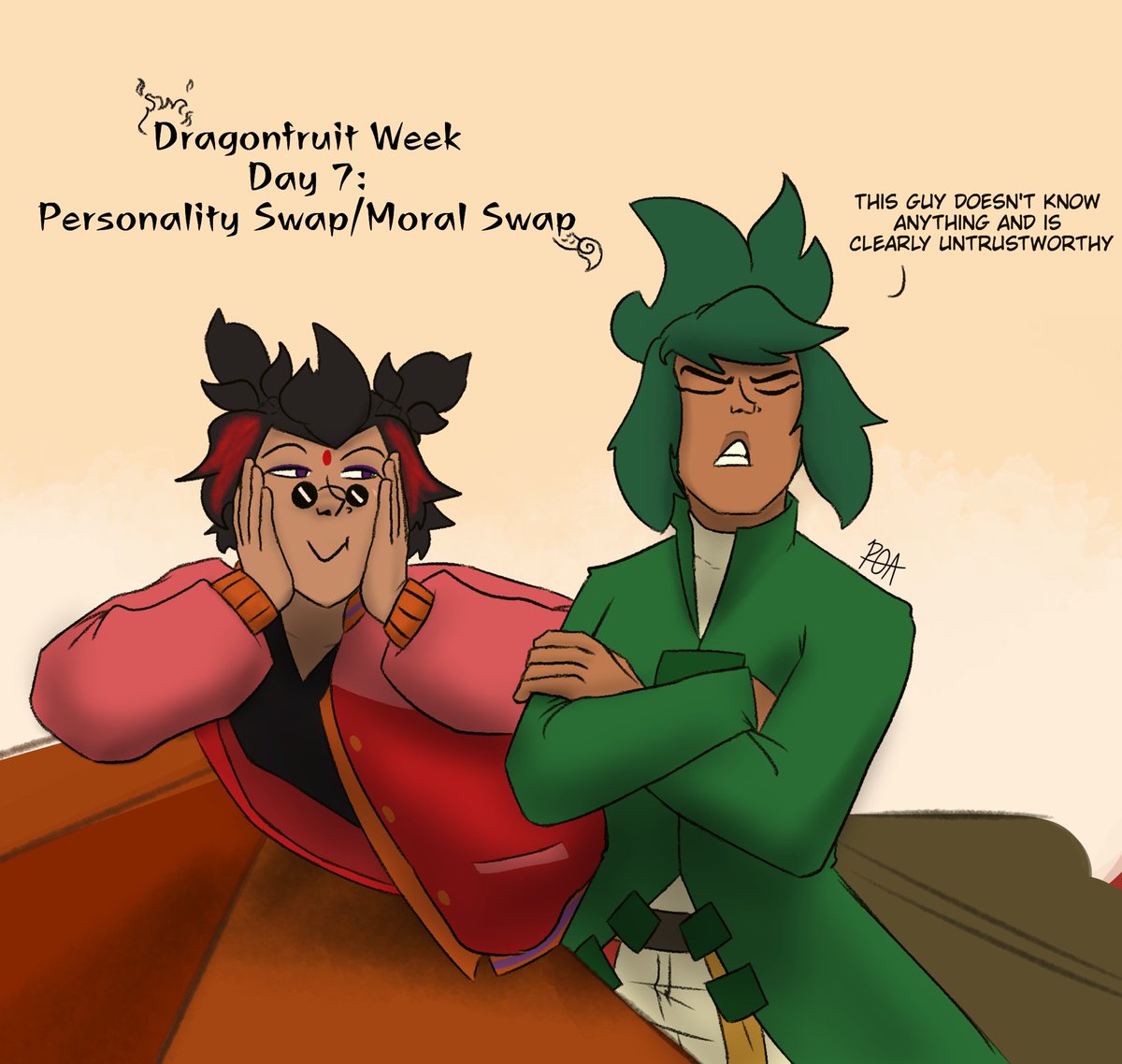 PeaceOfArt_'s tweet photo. #Dragonfruitweek2023 

This might be my last day but it’s definitely the funniest for sure

Personality/style swap but not a role swap lmao i think it’s amazing 

(mei with all green hair is crazy i can’t imagine it) https://t.co/b3Ku7o6z2M